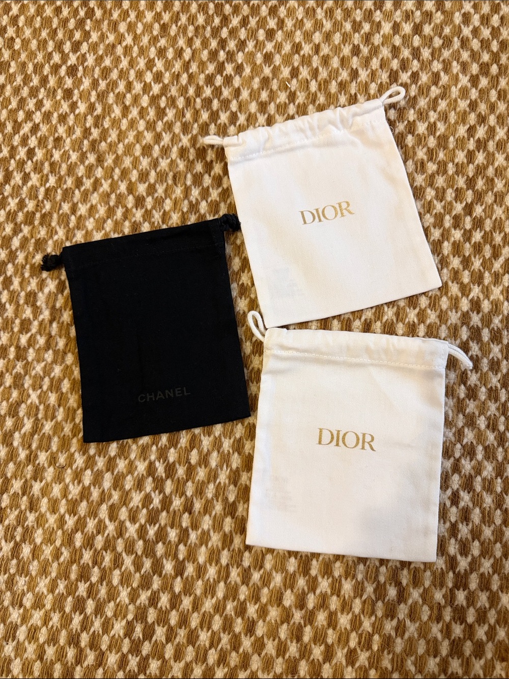 Dior and Chanel Drawstring Pouch Set